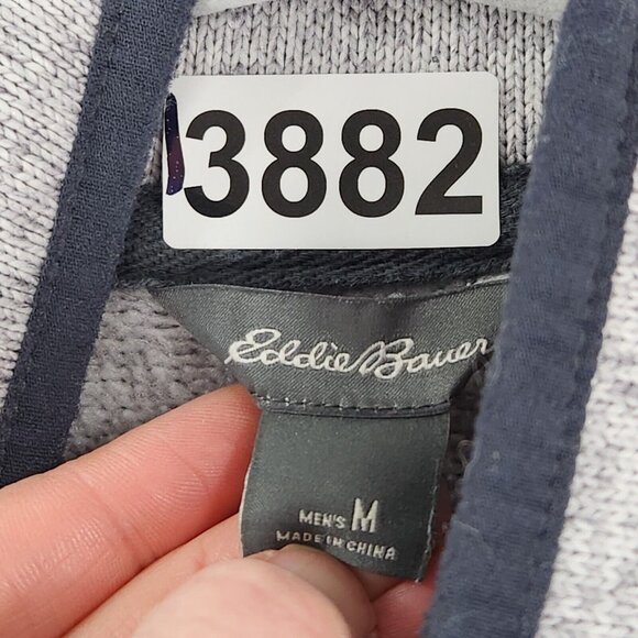 Eddie Bauer Sweater Mens Medium Gray Radiator Fleece Mock Neck Snap Pullover - Picture 6 of 11
